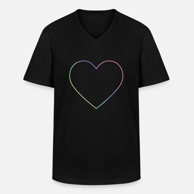 Regenbogen Herz Regenbogenherz - Männer-T-Shirt mit V-Ausschnitt - Schwarz