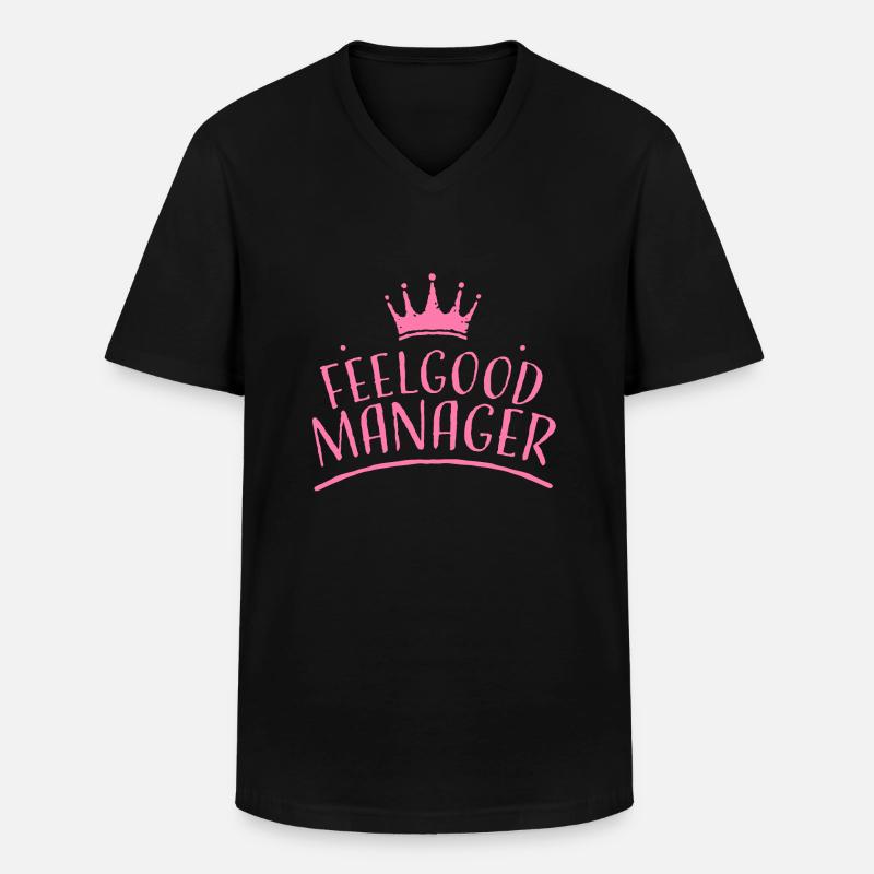 Krone rosa feelgood manager - Männer-T-Shirt mit V-Ausschnitt - Schwarz