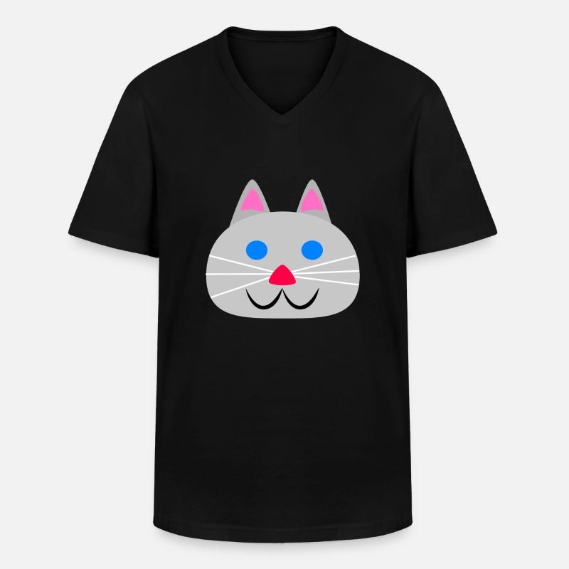 Süßes Katzengesicht - Männer-T-Shirt mit V-Ausschnitt - Schwarz