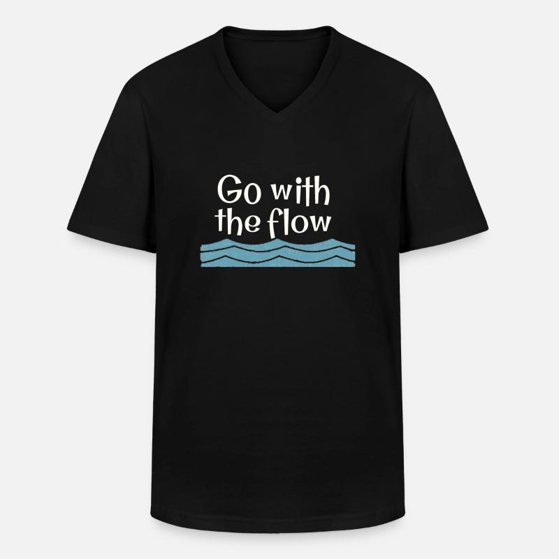 Go with the flow - Männer-T-Shirt mit V-Ausschnitt - Schwarz