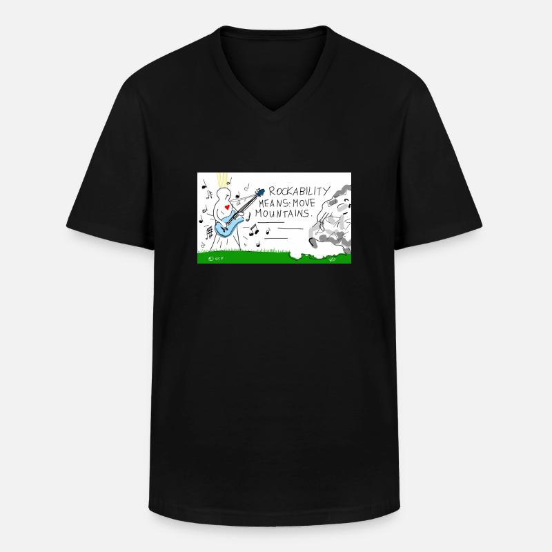 Rockability means move mountains. - Männer-T-Shirt mit V-Ausschnitt - Schwarz