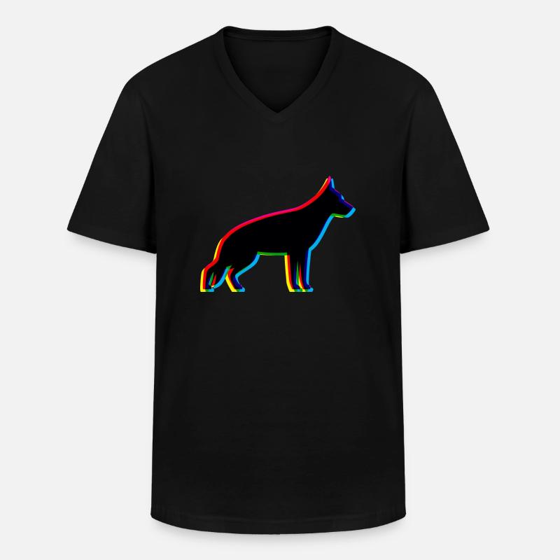 CMYK Deutscher Schäferhund - Männer-T-Shirt mit V-Ausschnitt - Schwarz