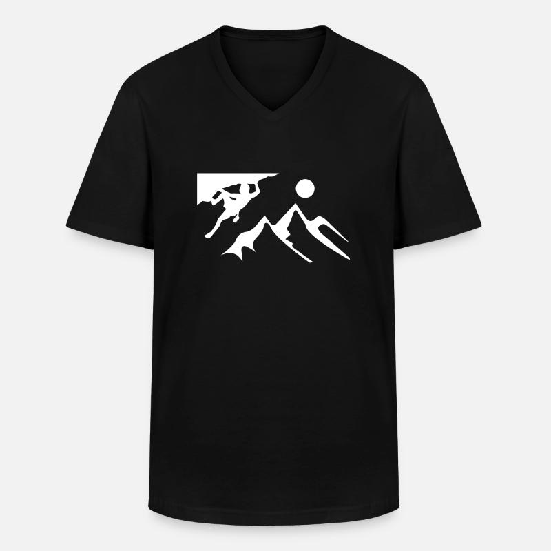 Bouldern Klettern - Männer-T-Shirt mit V-Ausschnitt - Schwarz