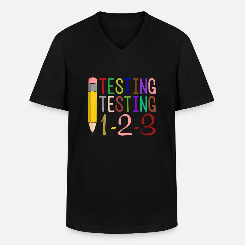 Testing, Testing, 1-2-3 Fun Gift - Men's V-Neck T-Shirt - black