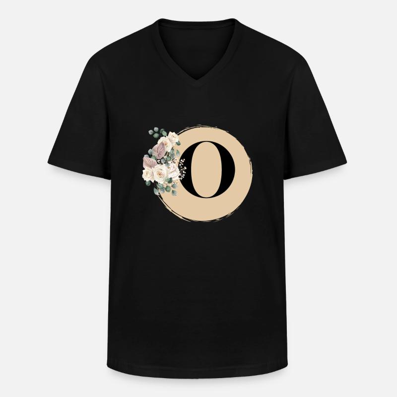 Buchstabe O - Männer-T-Shirt mit V-Ausschnitt - Schwarz