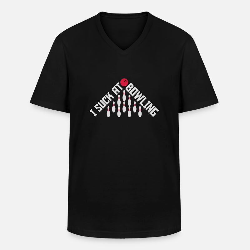 I suck at bowling - Männer-T-Shirt mit V-Ausschnitt - Schwarz