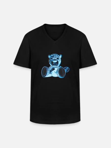 Creepy Teddy Blue - Men's V-Neck T-Shirt - black