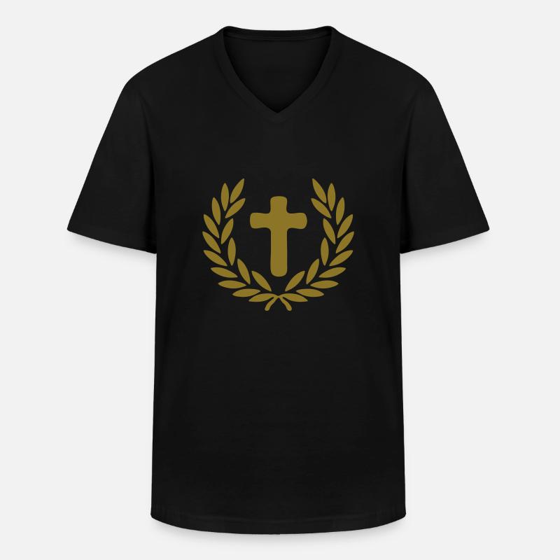 jesus crown krone - Männer-T-Shirt mit V-Ausschnitt - Schwarz
