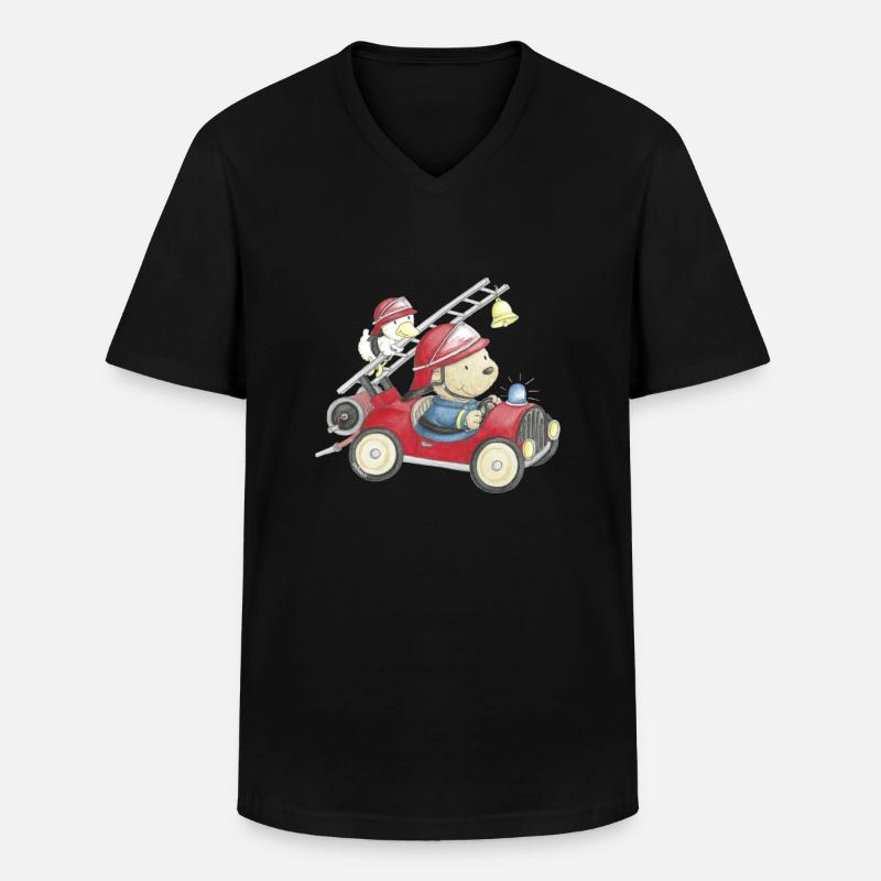 PP_Feuerwehr_01 - Männer-T-Shirt mit V-Ausschnitt - Schwarz