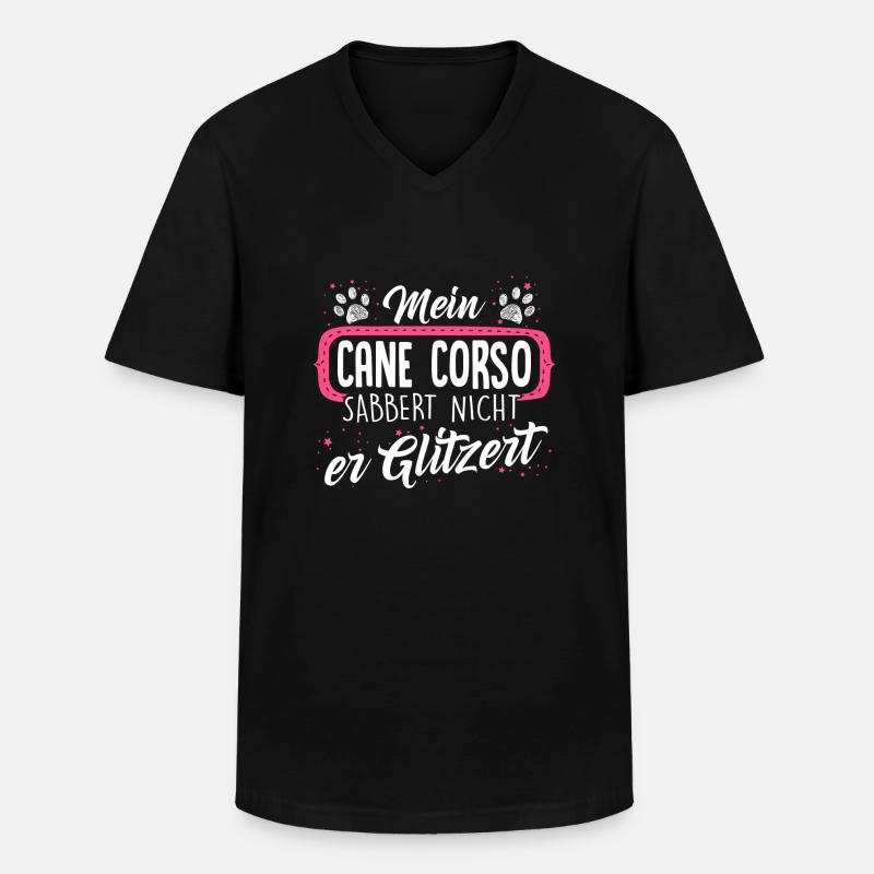 CANE-CORSO - sabber - Männer-T-Shirt mit V-Ausschnitt - Schwarz