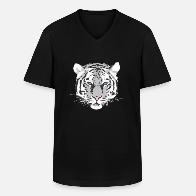 weißer Tiger - Männer-T-Shirt mit V-Ausschnitt - Schwarz