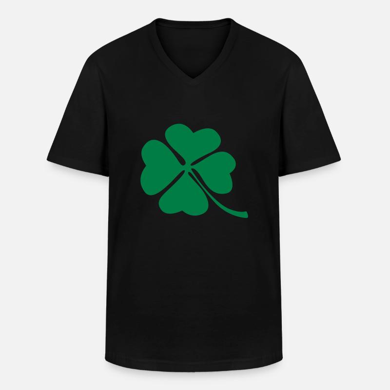 Kleeblatt - Männer-T-Shirt mit V-Ausschnitt - Schwarz