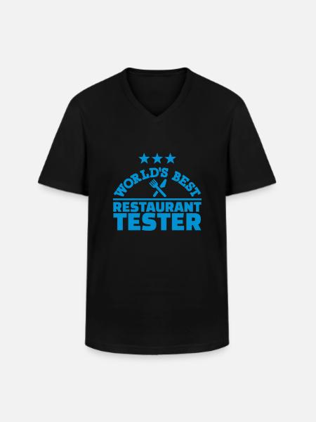 Restaurant tester - T-shirt col V Homme - noir