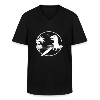 Dinosaur Dino - Men's V-Neck T-Shirt - black - Front - AI Model Male 178 dark (178cm)