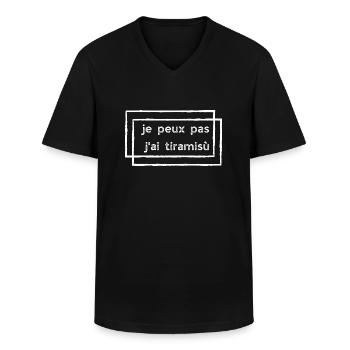 je peux pas j'ai tiramisu (rectangles) - T-shirt col V Homme - noir - Devant - AI Model Male 178 dark (178cm)