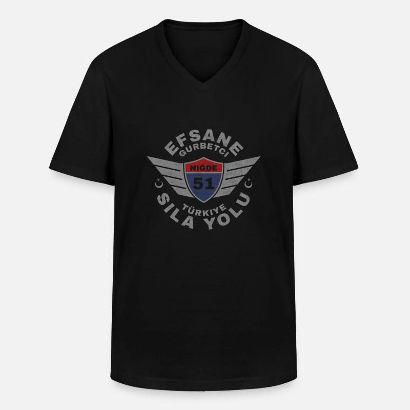Niğde - Männer-T-Shirt mit V-Ausschnitt - Schwarz