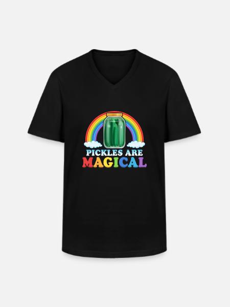 Pickles Are Magical Cucumber Pickle - Men's V-Neck T-Shirt - black
