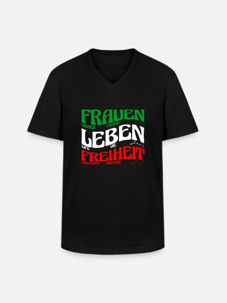 Women Life Freedom, - Men's V-Neck T-Shirt - black