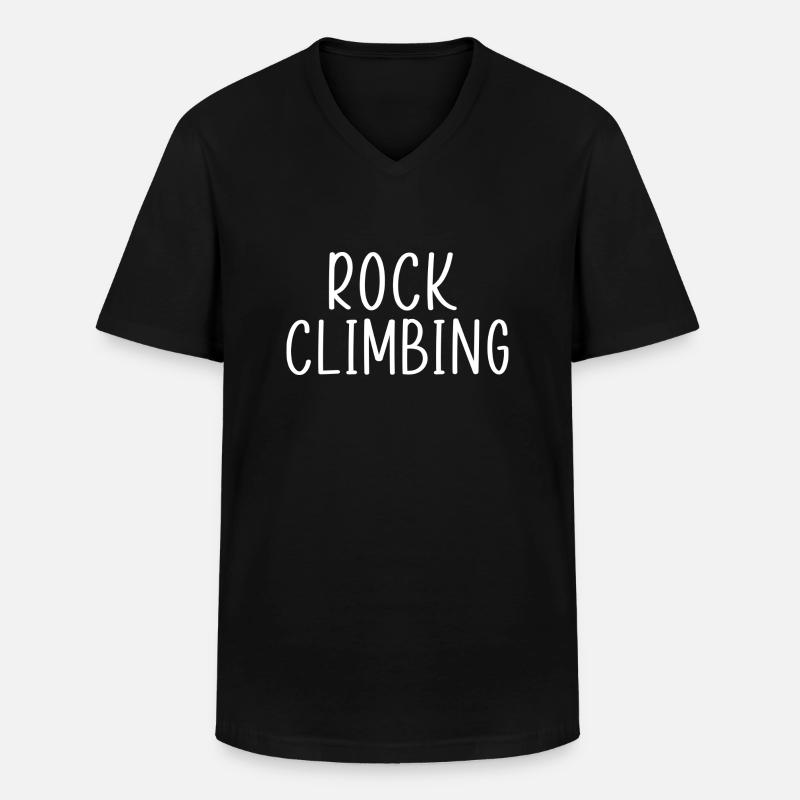 Felsklettern - Männer-T-Shirt mit V-Ausschnitt - Schwarz