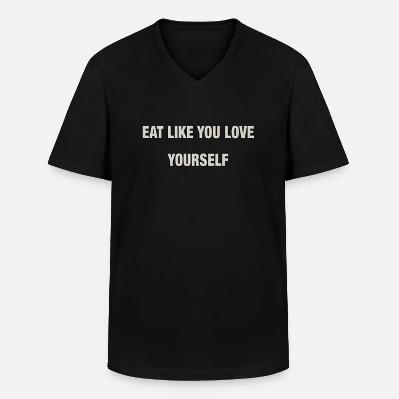 EAT - Männer-T-Shirt mit V-Ausschnitt - Schwarz