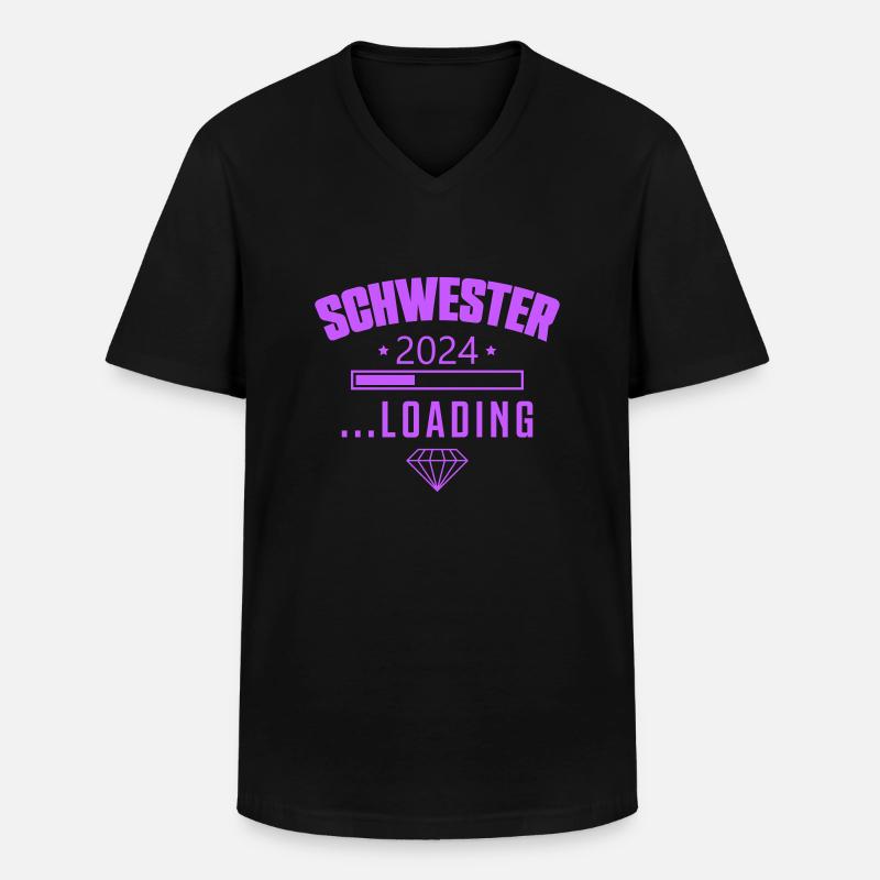 schwester 2024 loading - Männer-T-Shirt mit V-Ausschnitt - Schwarz