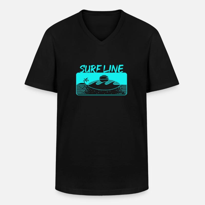 Surf-Linie1 - Männer-T-Shirt mit V-Ausschnitt - Schwarz