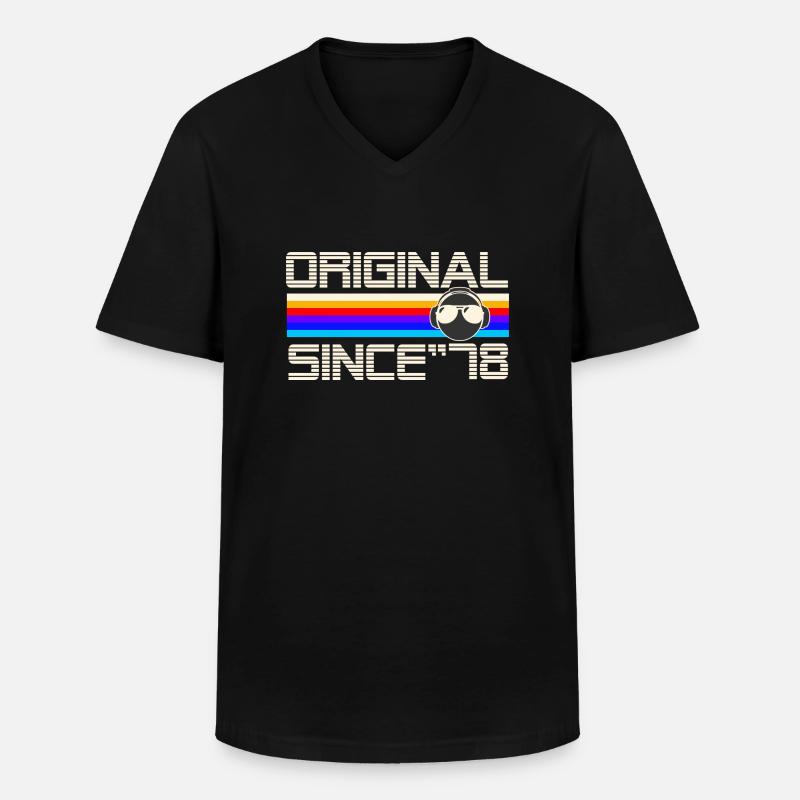 Seit 78 - Männer-T-Shirt mit V-Ausschnitt - Schwarz