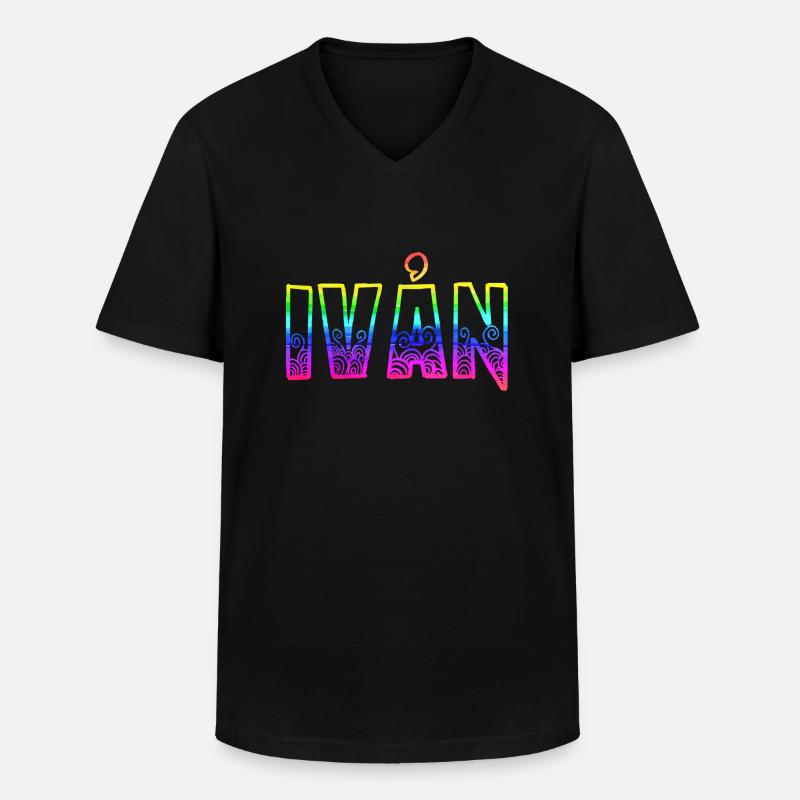 ivån rs regenbogen - Männer-T-Shirt mit V-Ausschnitt - Schwarz