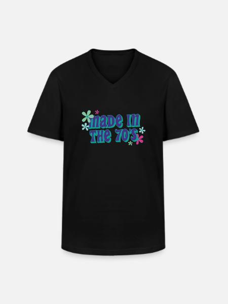 made in 70 s - Männer-T-Shirt mit V-Ausschnitt - Schwarz