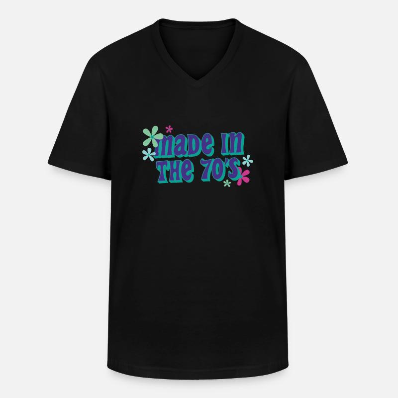 made in 70 s - Männer-T-Shirt mit V-Ausschnitt - Schwarz