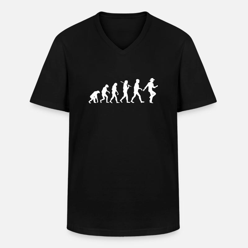 Evolution Line Dance Hommes - T-shirt col V Homme - noir
