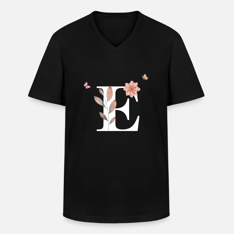 Buchstabe e Wildblumen Aquarelle - Männer-T-Shirt mit V-Ausschnitt - Schwarz