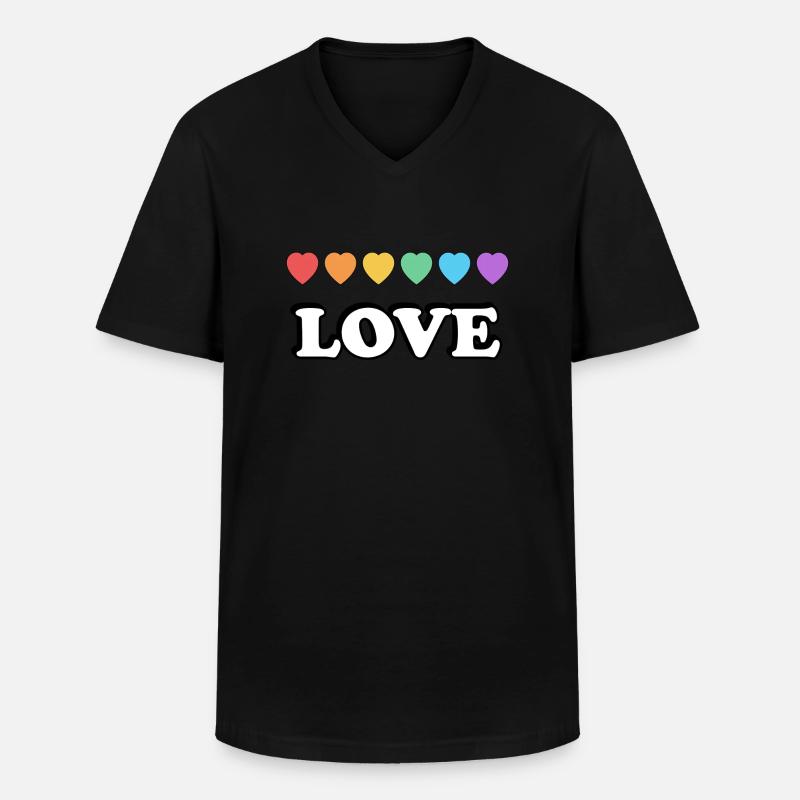 Love Rainbow Hearts - Men's V-Neck T-Shirt - black