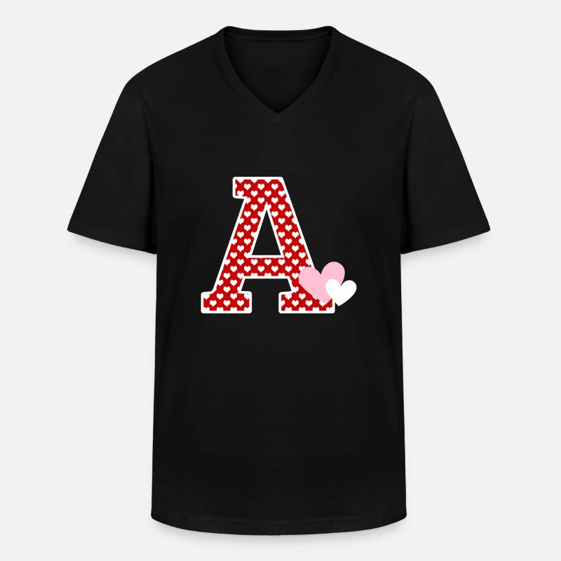 Brief ans Herz - Männer-T-Shirt mit V-Ausschnitt - Schwarz