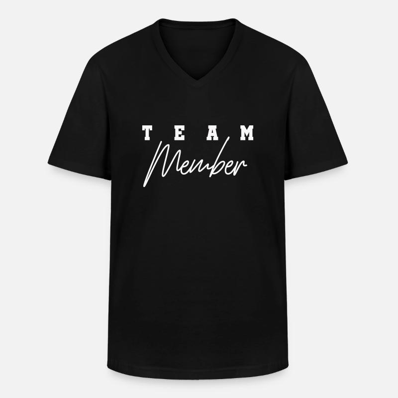 team member 01 - Männer-T-Shirt mit V-Ausschnitt - Schwarz