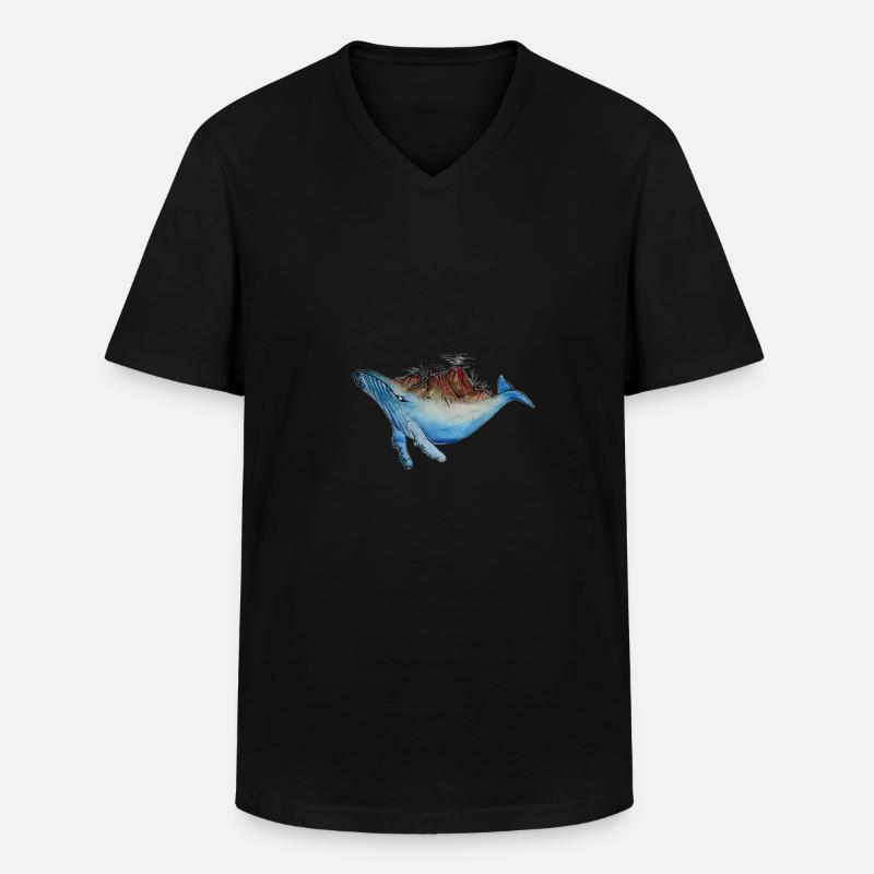 Wal-Vulkan - Männer-T-Shirt mit V-Ausschnitt - Schwarz