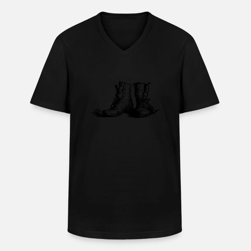 Stiefel - Männer-T-Shirt mit V-Ausschnitt - Schwarz