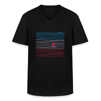 Boot in Wellen - Männer-T-Shirt mit V-Ausschnitt - Schwarz - Vorne - AI Model Male 178 dark (178cm)