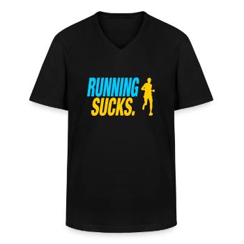 Running sucks - Men's V-Neck T-Shirt - black - Front - AI Model Male 178 dark (178cm)