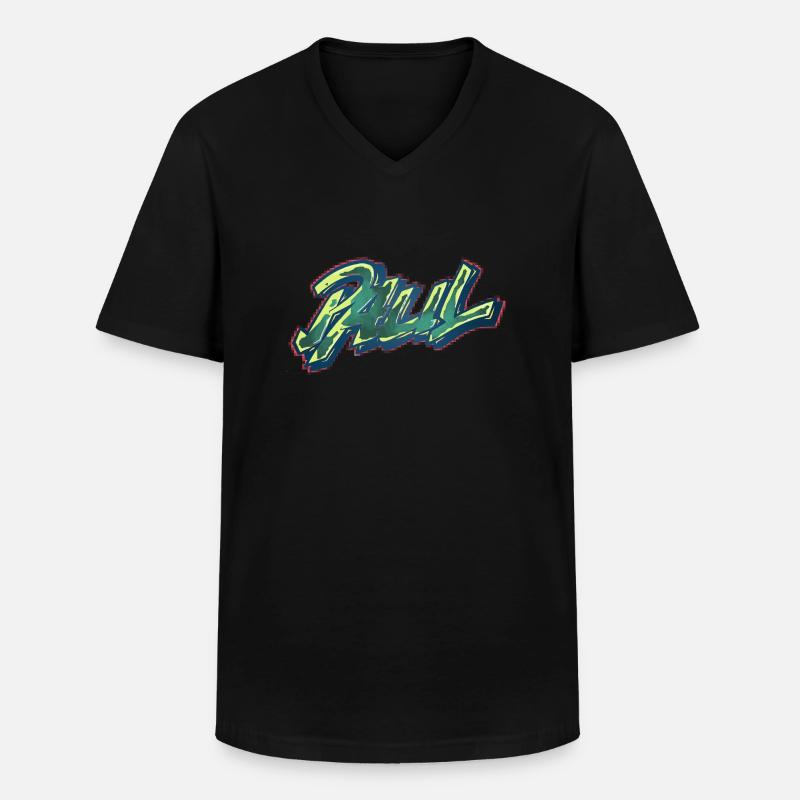 paul graffiti vorname - Männer-T-Shirt mit V-Ausschnitt - Schwarz