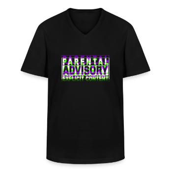 Parental advisory text design - Men's V-Neck T-Shirt - black - Front - AI Model Male 178 dark (178cm)