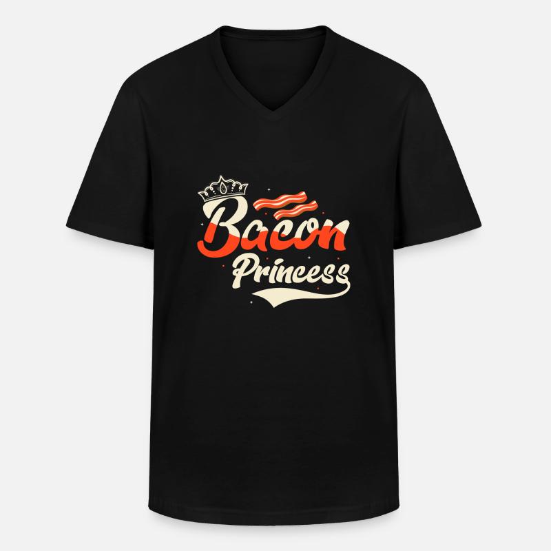 Bacon Princess Ham Pig Meat - Männer-T-Shirt mit V-Ausschnitt - Schwarz