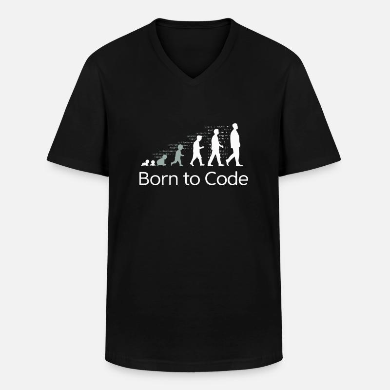 NÉ POUR CODER - T-shirt col V Homme - noir