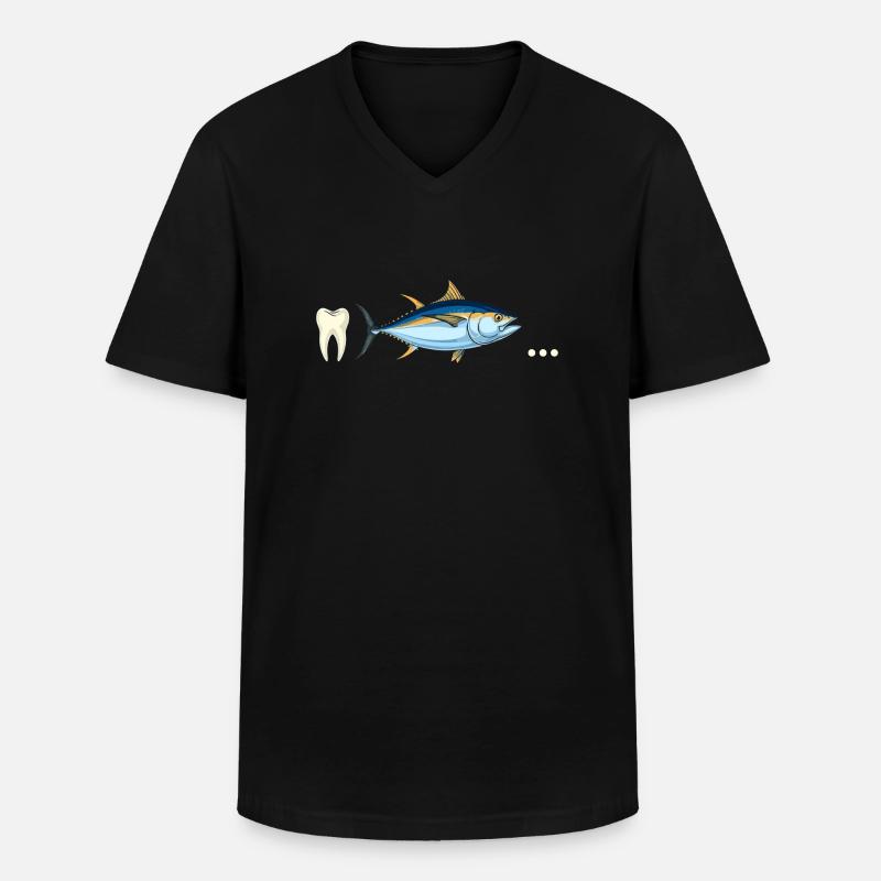 Thunfisch-Zahn ... - Männer-T-Shirt mit V-Ausschnitt - Schwarz