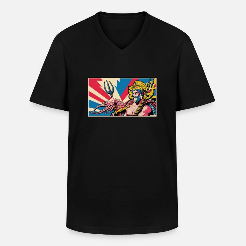 nVx Poseidon 1 - Männer-T-Shirt mit V-Ausschnitt - Schwarz