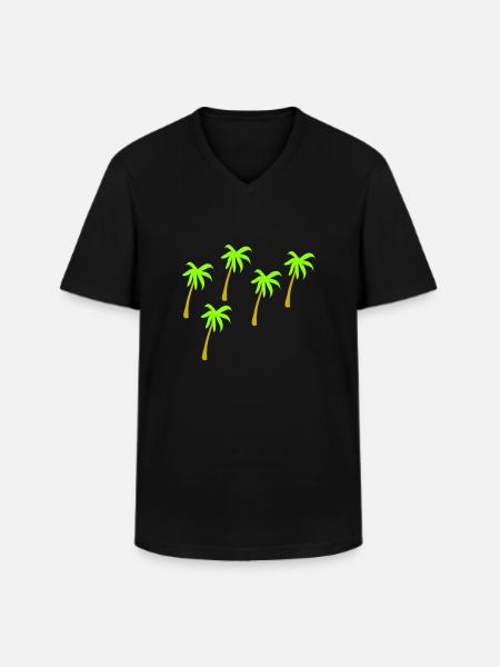 5 Palmen 2farbig - Männer-T-Shirt mit V-Ausschnitt - Schwarz
