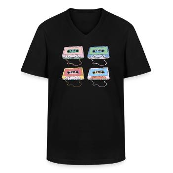 Musikkassette Kompakt Kassette Tonband Retro 80er - Männer-T-Shirt mit V-Ausschnitt - Schwarz - Vorne - AI Model Male 178 dark (178cm)
