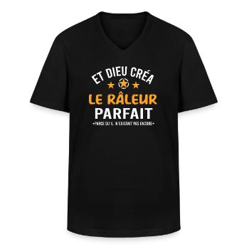 Râleur ronchon cadeau drôle homme - T-shirt col V Homme - noir - Devant - AI Model Male 178 dark (178cm)