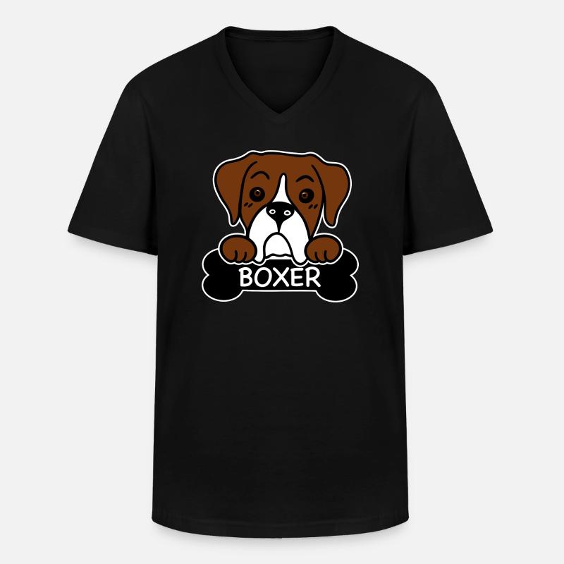 Boxer und Knochen - Männer-T-Shirt mit V-Ausschnitt - Schwarz