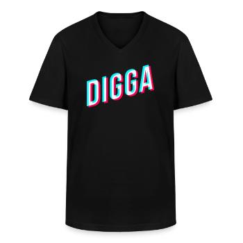 digga schriftzug tik tok style jugendsprache - Männer-T-Shirt mit V-Ausschnitt - Schwarz - Vorne - AI Model Male 178 dark (178cm)